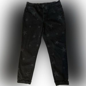 Maurice’s black with stars jeans reverse raw hem size L 34 waist